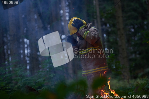 Image of firefighter in action