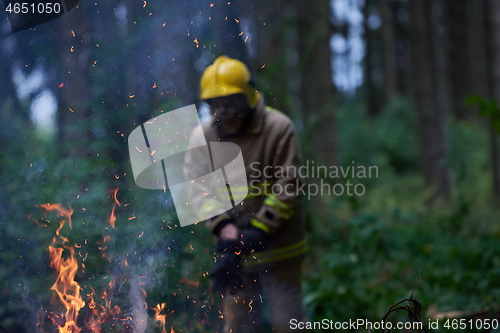 Image of firefighter in action