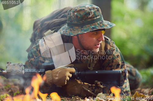 Image of soldier in action
