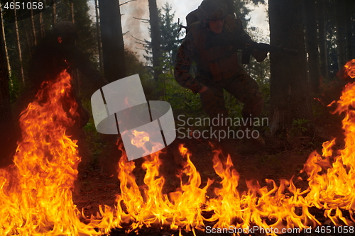 Image of Modern warfare Soldiers  Squad  in battle