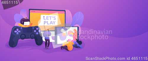 Image of Cross-platform play web banner concept.