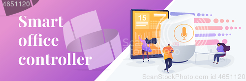 Image of Smart speaker office controller web banner concept.