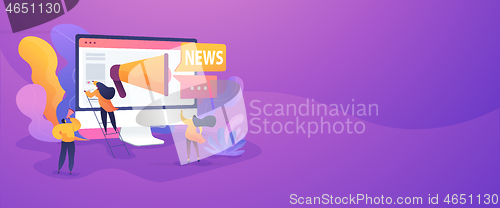 Image of Social media and news tips, smart city web banner concept.