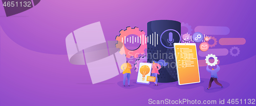 Image of Smart speaker apps development web banner concept.