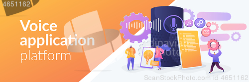 Image of Smart speaker apps development web banner concept.