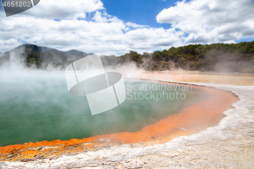 Image of hot sparkling lake in New Zealand