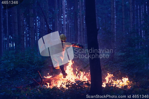 Image of firefighter in action