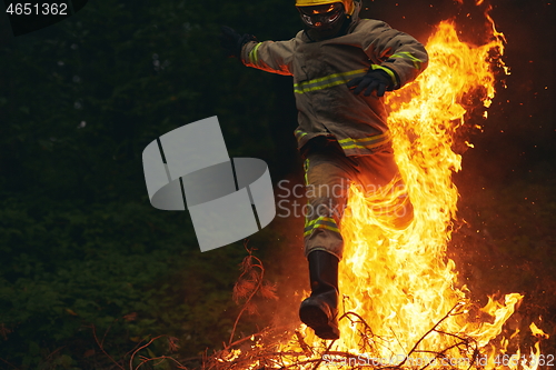 Image of firefighter in action