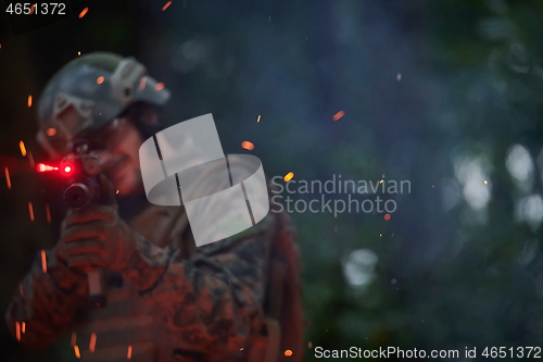 Image of Soldier in Action at Night