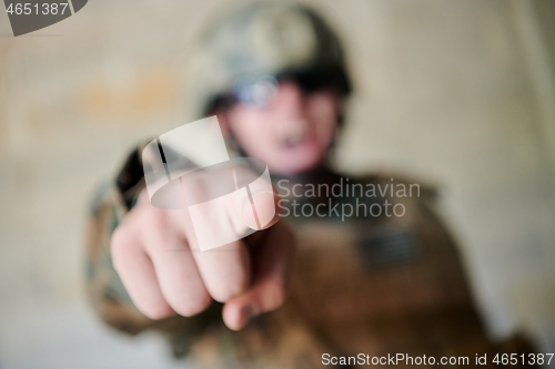 Image of angry soldier pointing