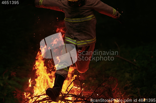 Image of firefighter in action