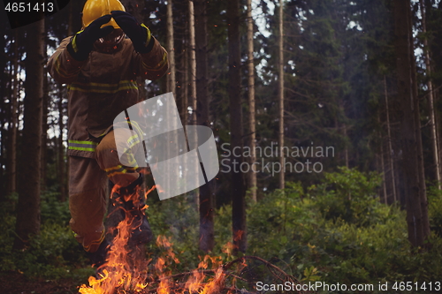 Image of firefighter in action