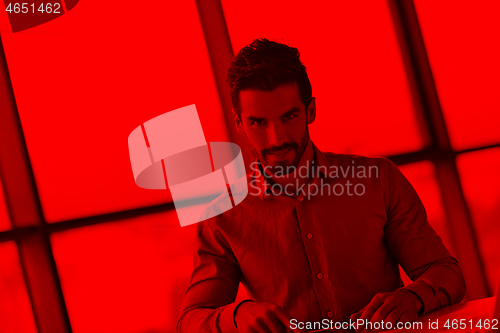 Image of happy young business man at office