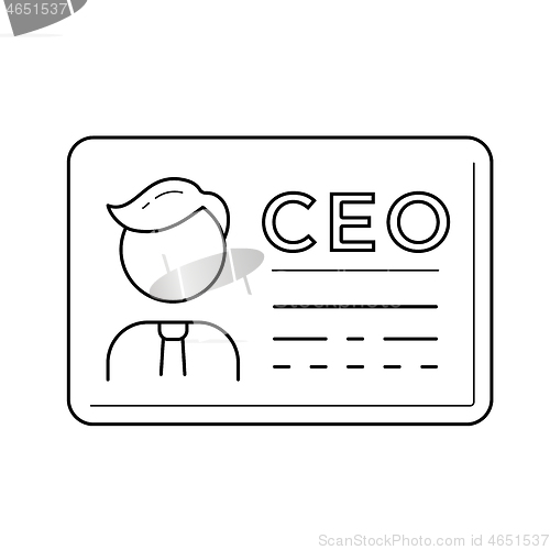 Image of CEO business card vector line icon.