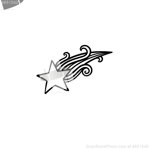 Image of Shooting star hand drawn sketch icon.