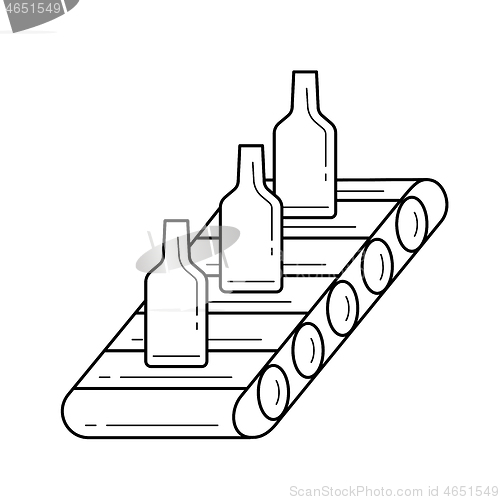 Image of Factory conveyor vector line icon.
