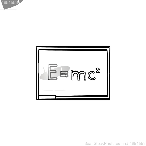 Image of E equal mc 2 hand drawn sketch icon.