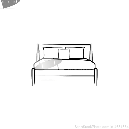 Image of Bed with pillows hand drawn sketch icon.