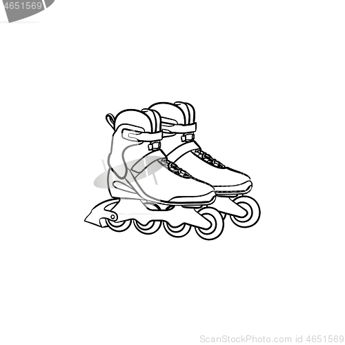 Image of Roller shoes hand drawn sketch icon.