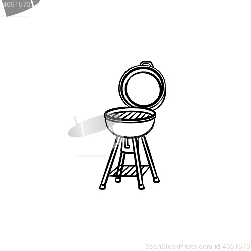 Image of BBQ grill hand drawn sketch icon.