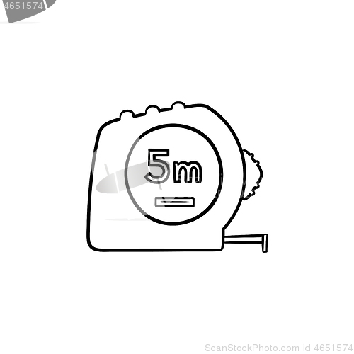 Image of Tape measure hand drawn sketch icon.