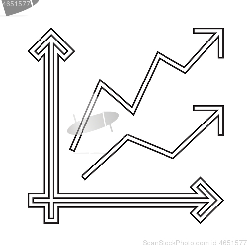 Image of Two growth arrows vector line icon.