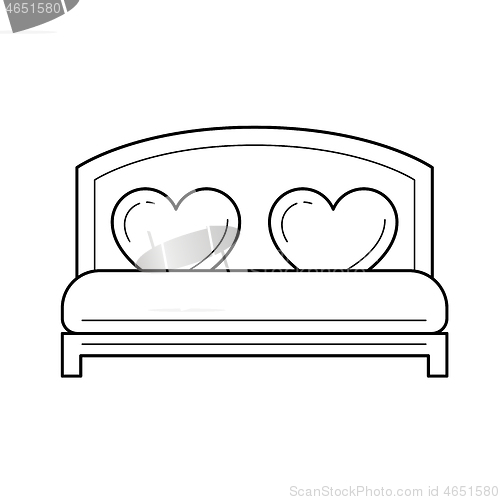 Image of Wedding bed vector line icon.