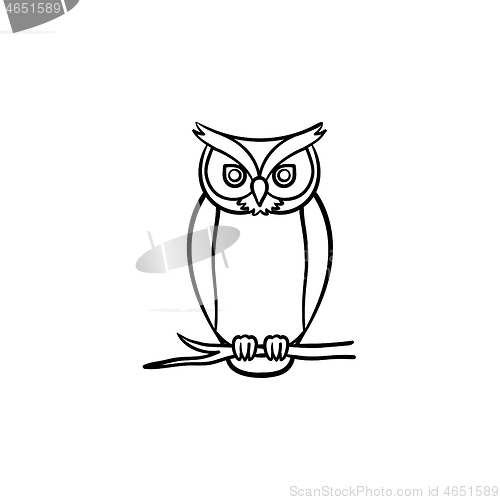 Image of Wisdom owl hand drawn sketch icon.