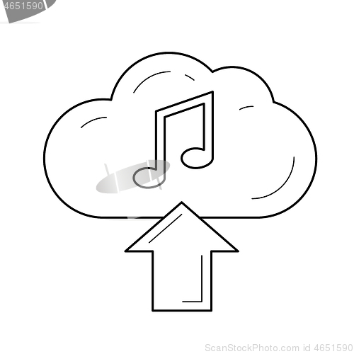 Image of Cloud upload music line icon.