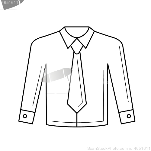 Image of Shirt with necktie vector line icon.