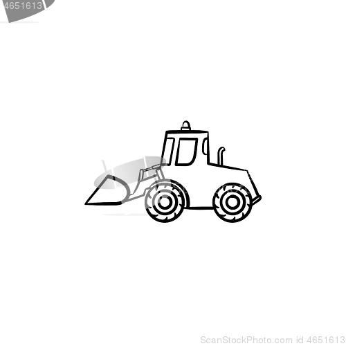 Image of Excavator hand drawn sketch icon.