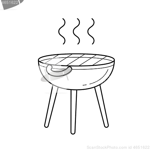 Image of BBQ grill vector line icon.