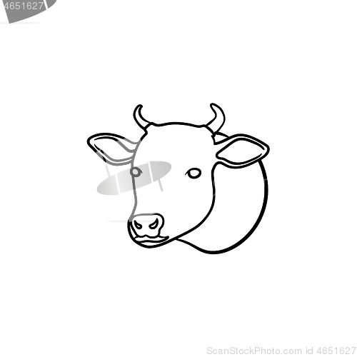 Image of Cow head hand drawn sketch icon.