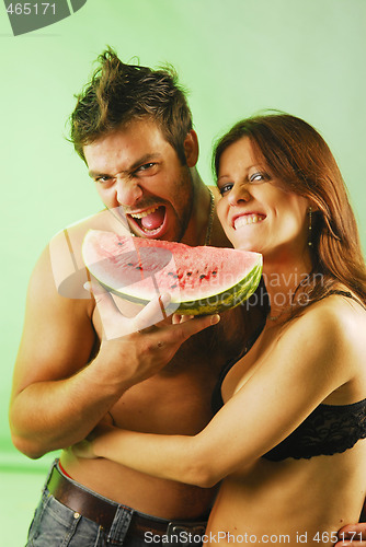 Image of Pair with a watermellon