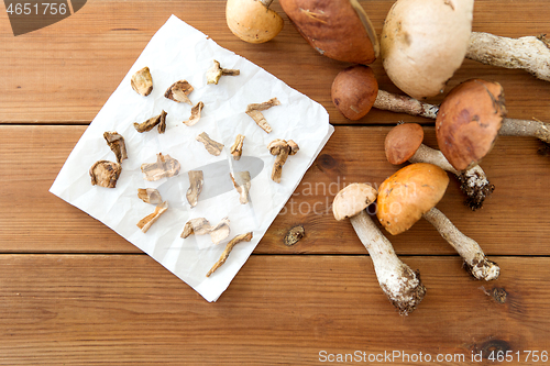 Image of dried mushrooms on baking paper