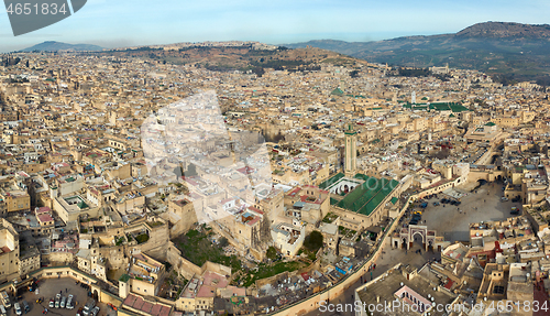 Image of Aerial view of Medina in Fes and Medersa