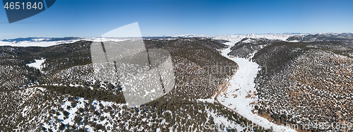 Image of Atlas mountains snow forest in Morocco