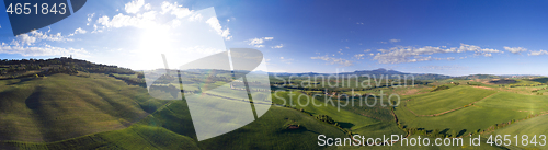 Image of Tuscany aerial panorama hill landscape