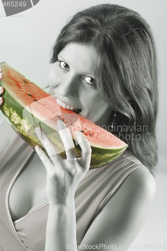 Image of Woman with a watermelon