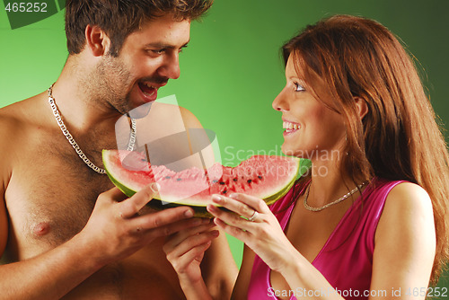 Image of Pair with a watermellon