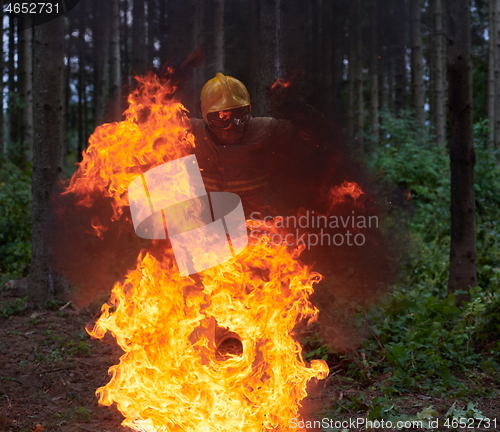 Image of firefighter in action