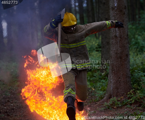 Image of firefighter in action