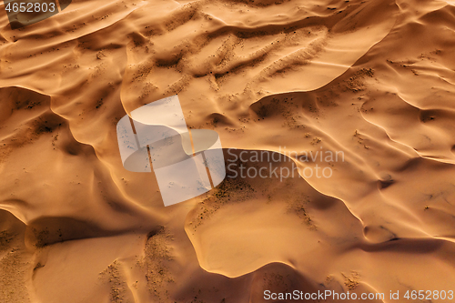 Image of Aerial top view on sand dunes in desert