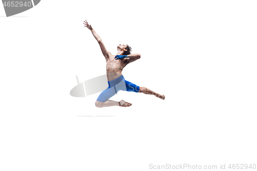 Image of Modern dancer, art contemp dance, blue and white combination of emotions