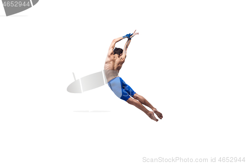 Image of Modern dancer, art contemp dance, blue and white combination of emotions