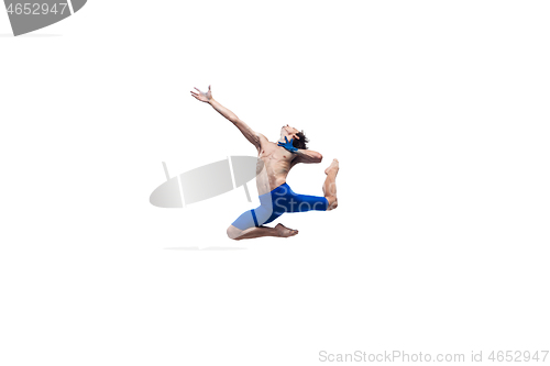 Image of Modern dancer, art contemp dance, blue and white combination of emotions