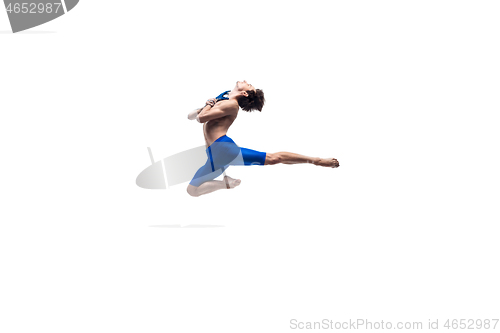 Image of Modern dancer, art contemp dance, blue and white combination of emotions