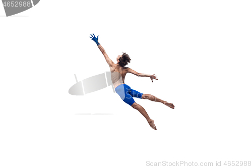 Image of Modern dancer, art contemp dance, blue and white combination of emotions