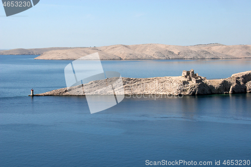 Image of Lighthouse and the ruins of the far south point of the island Pag in Croatia