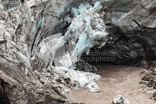 Image of Franz Josef Glacier at the moment of breaking off, New Zealand